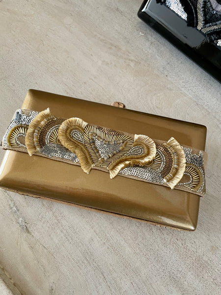 Denim Clutch with Butterfly broach